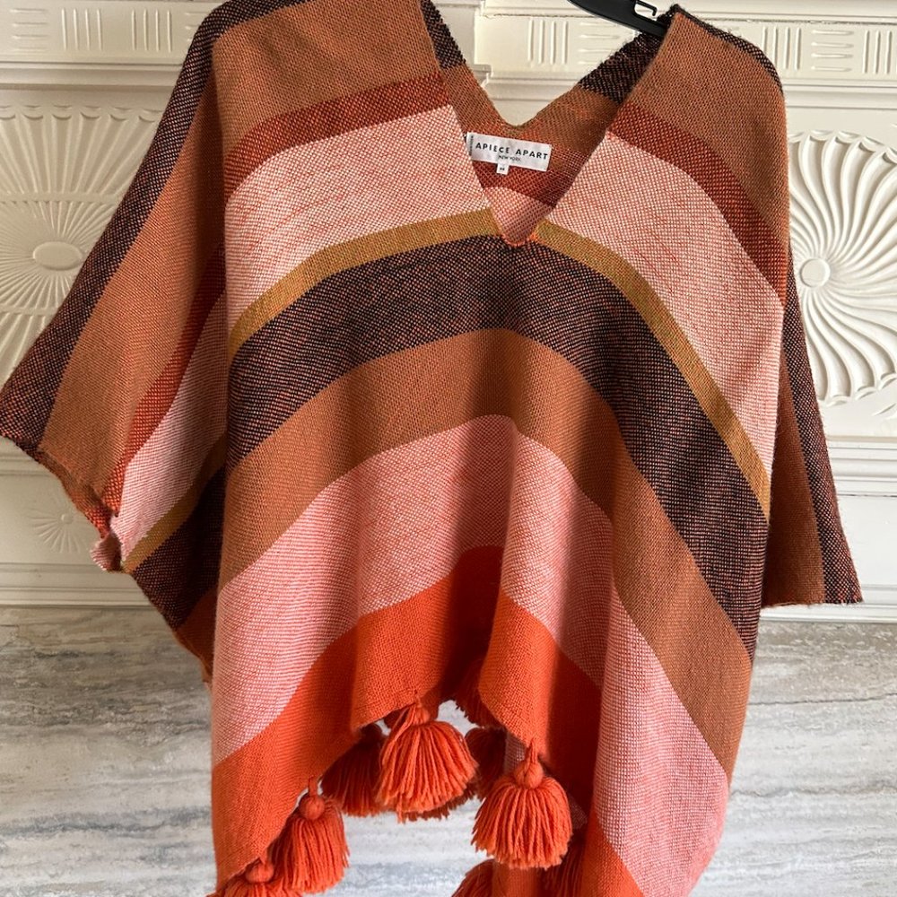 Apiece Apart Orange Poncho/Sweater - OS